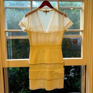 Maje short sleeve off white mini dress.